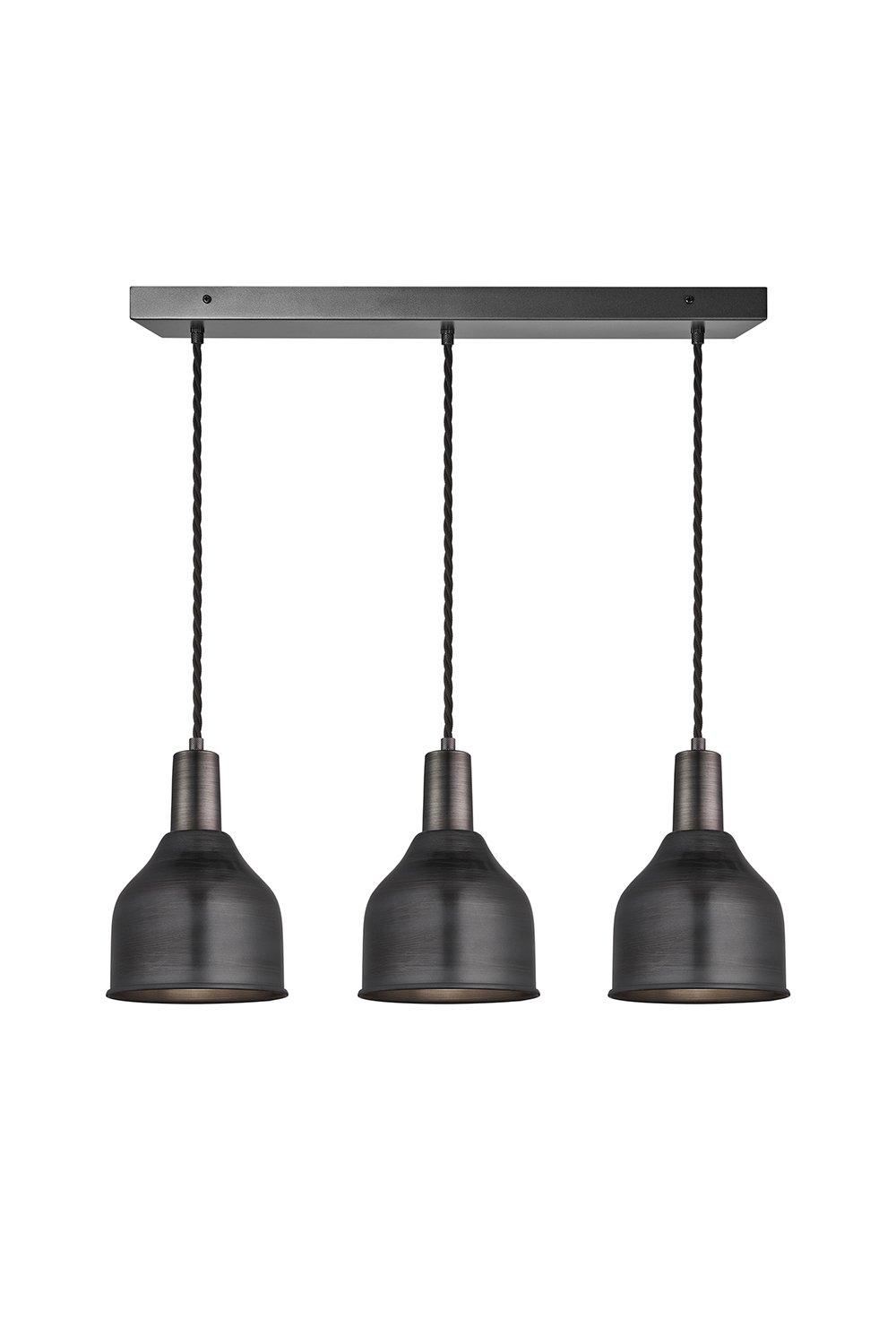 Sleek Cone 3 Wire Cluster Lights, 7 inch, Pewter, Pewter holder